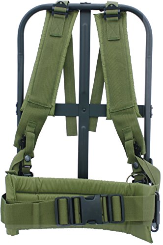 Army Universe Black Military Alice Pack Frame - Enhanced Army Hiking Gear with Adjustable Olive Drab Suspender Straps & Quick Release LC-1 Kidney Pad