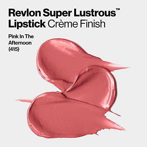 Revlon Lipstick, Super Lustrous Lipstick, High Impact Lipcolor with Moisturizing Creamy Formula, Infused with Vitamin E and Avocado Oil, 415 Pink in the Afternoon