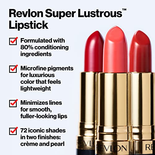 Revlon Lipstick, Super Lustrous Lipstick, High Impact Lipcolor with Moisturizing Creamy Formula, Infused with Vitamin E and Avocado Oil, 415 Pink in the Afternoon