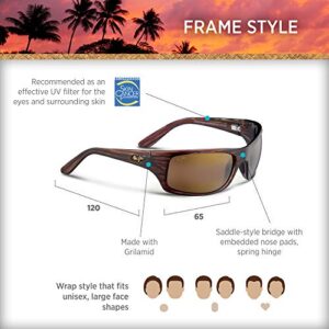 Maui Jim Men's and Women's Peahi Polarized Wrap Sunglasses, Tortoise/HCL® Bronze, Large