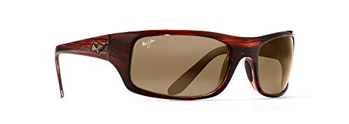 Maui Jim Men's and Women's Peahi Polarized Wrap Sunglasses, Tortoise/HCL® Bronze, Large