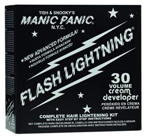 manic panic flash lightning hair bleach kit - 30 volume developer + bleach powder for hair lightening + lifting up to five levels - vegan and cruelty free