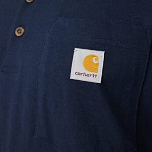 Carhartt Men's Loose Fit Heavyweight Long-Sleeve Pocket Henley T-Shirt, Navy, Small