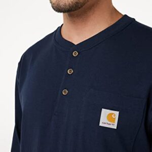 Carhartt Men's Loose Fit Heavyweight Long-Sleeve Pocket Henley T-Shirt, Navy, Small