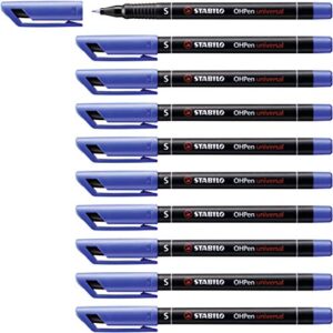 stabilo overhead pen ohpen universal - permanent superfine - pack of 10 - blue