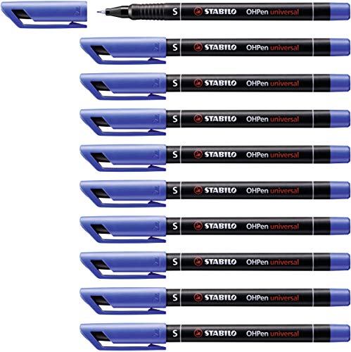 STABILO Overhead Pen OHPen universal - Permanent Superfine - Pack of 10 - blue