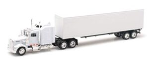 new-ray 1:43 scale kenworth w900 all white truck cab and trailer diecast toy