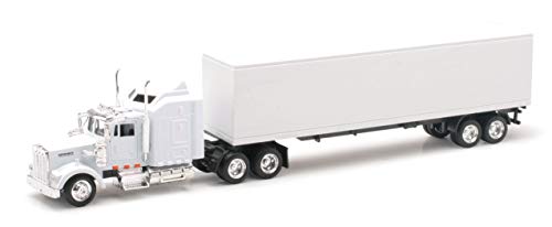 New-Ray 1:43 scale Kenworth W900 All White truck cab and trailer diecast toy