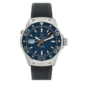 tag heuer men's waj1112.ft6015 aquaracer 500m blue dial rubber strap watch