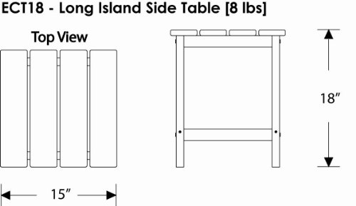 POLYWOOD ECT18WH Long Island 18" Side Table, White