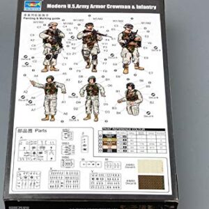 Trumpeter Modern US Army Crewmen and Infantry Figure Set, Scale 1/35, 6-Pack