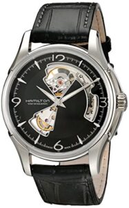 hamilton men's hml-h32565735 jazzmaster open heart analog display swiss automatic black watch