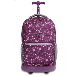 j world new york sunrise rolling backpack, garden purple, one size