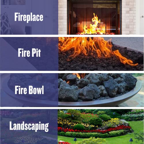 American Fireglass Medium Lava Rock, 1/2" - 1" | Use in Fireplace, Fire Pit or Bowl | Outdoor & Indoor Volcanic Rock for Natural Gas or Propane Fires | Decorative Landscaping | 10 lb Bag