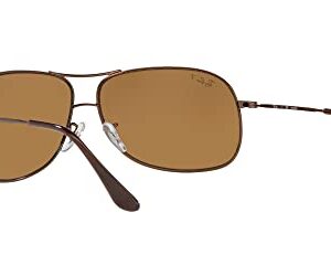 Ray-Ban RB3267 Metal Aviator Sunglasses, Brown/Polarized Brown, 64 mm