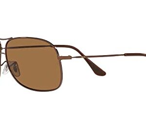 Ray-Ban RB3267 Metal Aviator Sunglasses, Brown/Polarized Brown, 64 mm