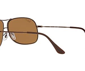 Ray-Ban RB3267 Metal Aviator Sunglasses, Brown/Polarized Brown, 64 mm