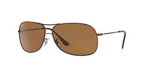 Ray-Ban RB3267 Metal Aviator Sunglasses, Brown/Polarized Brown, 64 mm