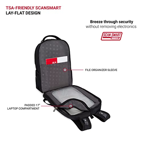 Swiss Gear SA1908 Black TSA Friendly ScanSmart Laptop Backpack - Fits Most 17 Inch Laptops and Tablets