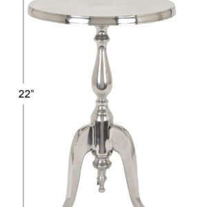 Deco 79 Traditional Aluminum Round Accent Table, 15" x 15" x 22", Silver