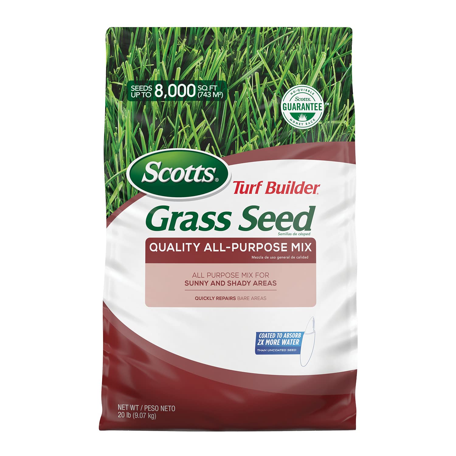 Scotts Turf Builder Grass Seed Quality All-Purpose Mix for Sunny and Shady Areas, 20 lbs.