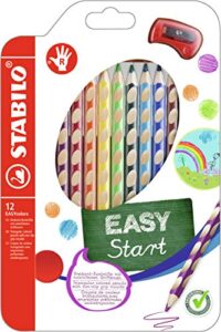 stabilo ergonomic coloring pencil easycolors - right-handed - pack of 12 - assorted colors with sharpener