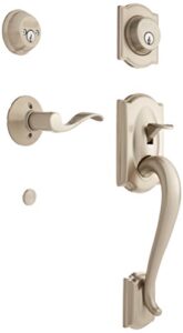 schlage f62-cam-acc-lh double cylinder sectional handleset with left handed acce, satin nickel
