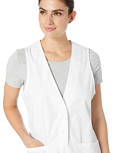 Cherokee Professionals Women Scrubs Vest Lace Trimmed Plus Size 2610, 3XL, White