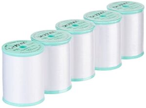 brother 5 pack ebtpe 90-weight embroidery thread, white