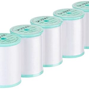 Brother 5 Pack EBTPE 90-Weight Embroidery Thread, White