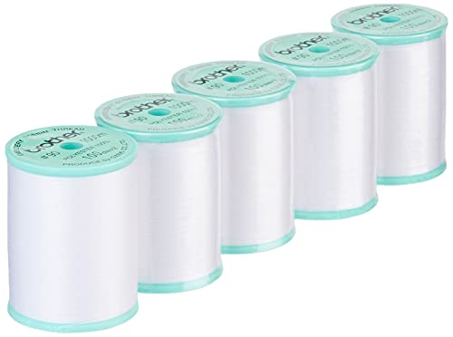 Brother 5 Pack EBTPE 90-Weight Embroidery Thread, White