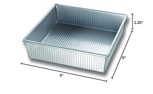 USA Pan Bakeware Square Cake Pan, 9 inch, Nonstick & Quick Release Coating, Made in the USA from Aluminized Steel