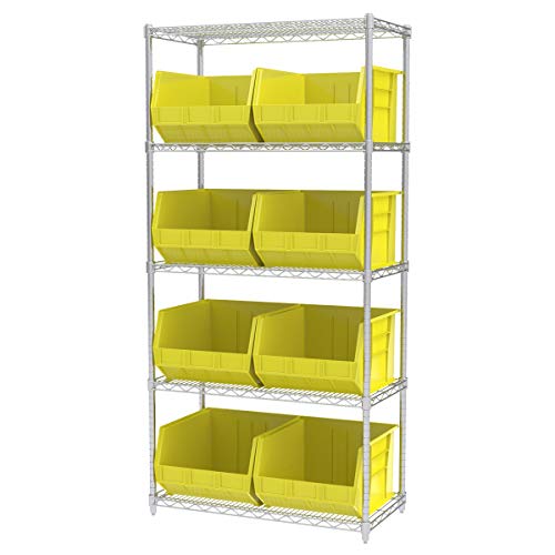 Akro-Mils 30270 AkroBins Plastic Hanging Stackable Storage Organizer Bin, 18-Inch x 16-Inch x 11-Inch, Yellow, 3-Pack