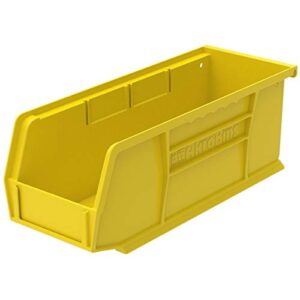 akro-mils 30224 akrobins plastic hanging stackable storage organizer bin, 11-inch x 4-inch x 4-inch, yellow, 12-pack