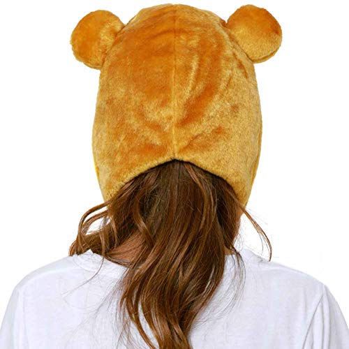 SAZAC San-X Licensed Rilakkuma Animel Beanie Fluffy Beanie Cap Soft Warm Winter Head wear (Rilakkuma-Brown)