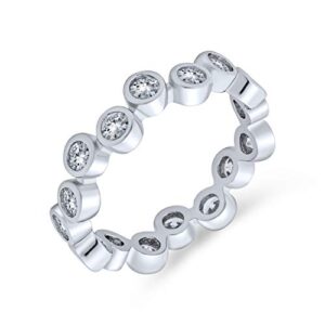 bling jewelry bubble circle geometric zig zag cubic zirconia bezel band cz eternity ring for women .925 sterling silver