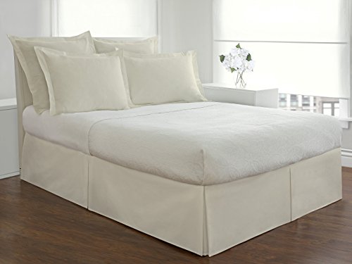 Fresh Ideas Bedding Tailored Bedskirt, Classic 14” Drop Length, Pleated Styling, California King, Ivory