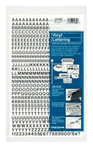 chartpak press-on vinyl letters and numbers, self adhesive, black, 0.25"h, 610/pack