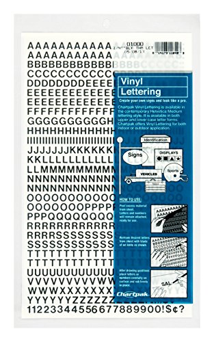 Chartpak Press-On Vinyl Letters and Numbers, Self Adhesive, Black, 0.25"h, 610/Pack