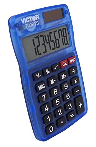 Victor 700BTS 8-Digit Pocket Calculator in Assorted Bright Colors, Battery and Solar Hybrid Powered LCD Display, Great for Students and Kids, Color Varies (Red, Green, Blue)