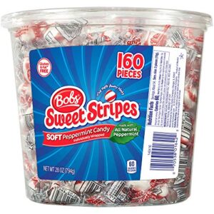 bob's sweet stripes soft peppermint candy, 160 individually-wrapped pieces, 28 ounce jar