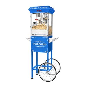 great northern popcorn blue 8 oz. ounce foundation vintage style popcorn machine and cart