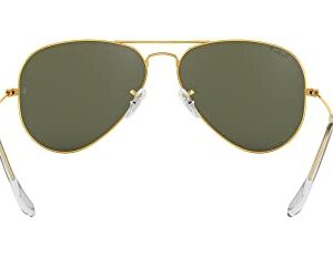 Ray-Ban RB3025 Classic Aviator Sunglasses, Gold/Green Polarized, 58 mm