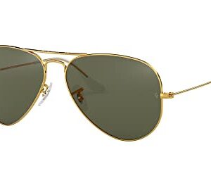 Ray-Ban RB3025 Classic Aviator Sunglasses, Gold/Green Polarized, 58 mm