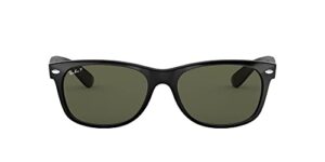 ray-ban rb2132 new wayfarer square sunglasses, black/polarized green, 55 mm