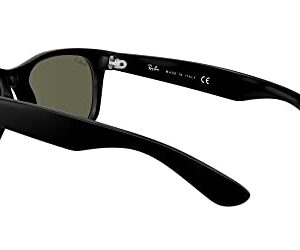 Ray-Ban RB2132 New Wayfarer Square Sunglasses, Black/Polarized Green, 55 mm