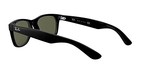 Ray-Ban RB2132 New Wayfarer Square Sunglasses, Black/Polarized Green, 55 mm