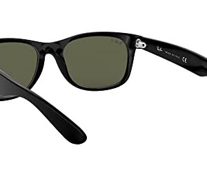 Ray-Ban RB2132 New Wayfarer Square Sunglasses, Black/Polarized Green, 55 mm