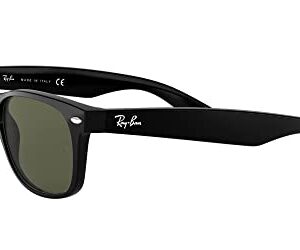 Ray-Ban RB2132 New Wayfarer Square Sunglasses, Black/Polarized Green, 55 mm