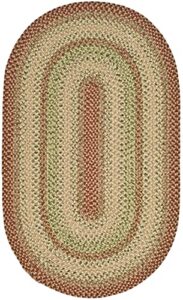 safavieh braided collection 4' x 6' oval rust / multi brd303a handmade country cottage reversible area rug